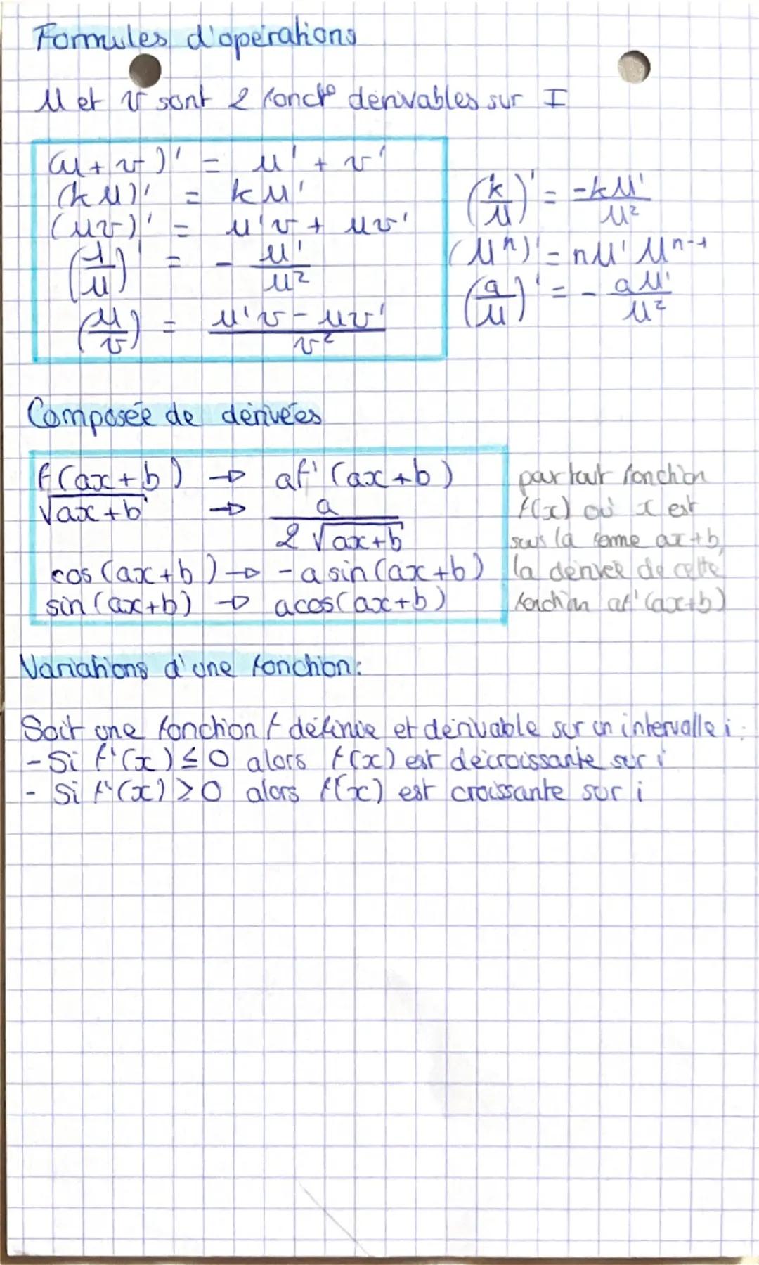 --- OCR Start ---
dérivation
Pente d'une droite (= coefficient deredeur):
f(x2)-f(x4)
x2-x1
Fonchon denivable Flash)-(a)
h
Fest derivable si