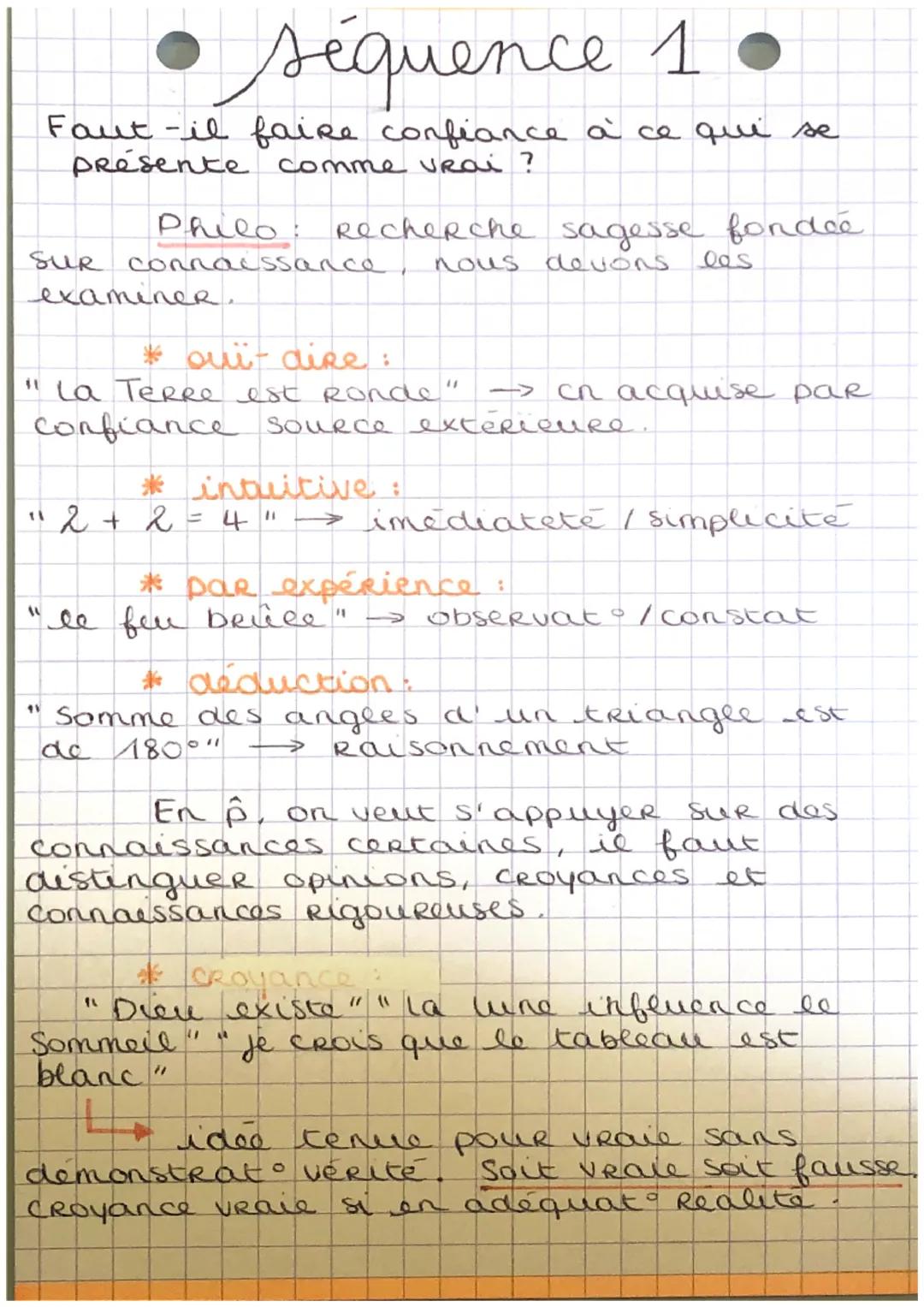 séquence 1.
Faut-il faire confiance à ce qui se
presente comme vrai ?
Philo: Recherche sagesse fondée
nous devons.
SUR connaissance
examiner