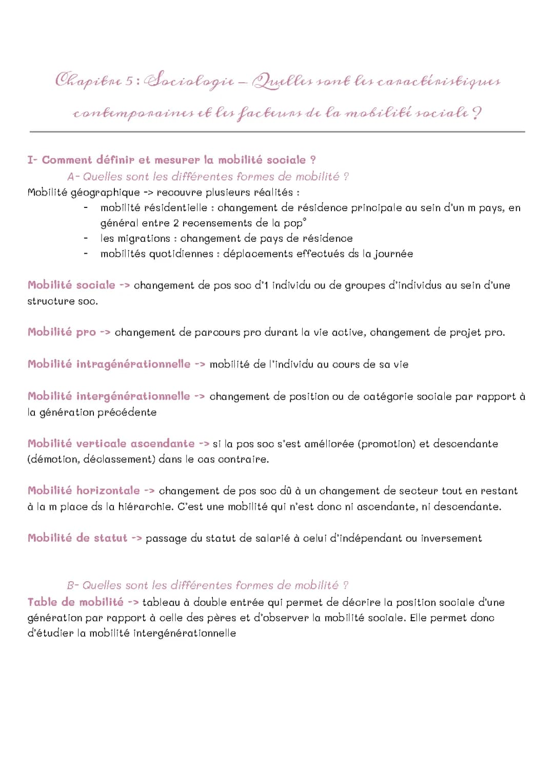 Quelles sont les caractéristiques contemporaines et les facteurs de la mobilité sociale ?
