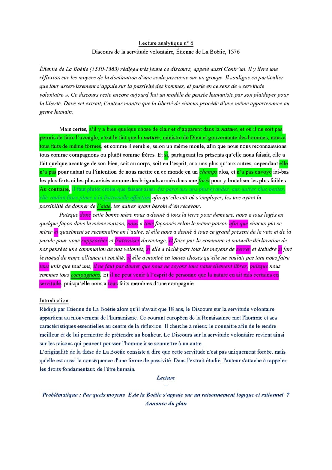 Discours de la servitude volontaire - Analyse PDF Gratuit & Fiche de Lecture