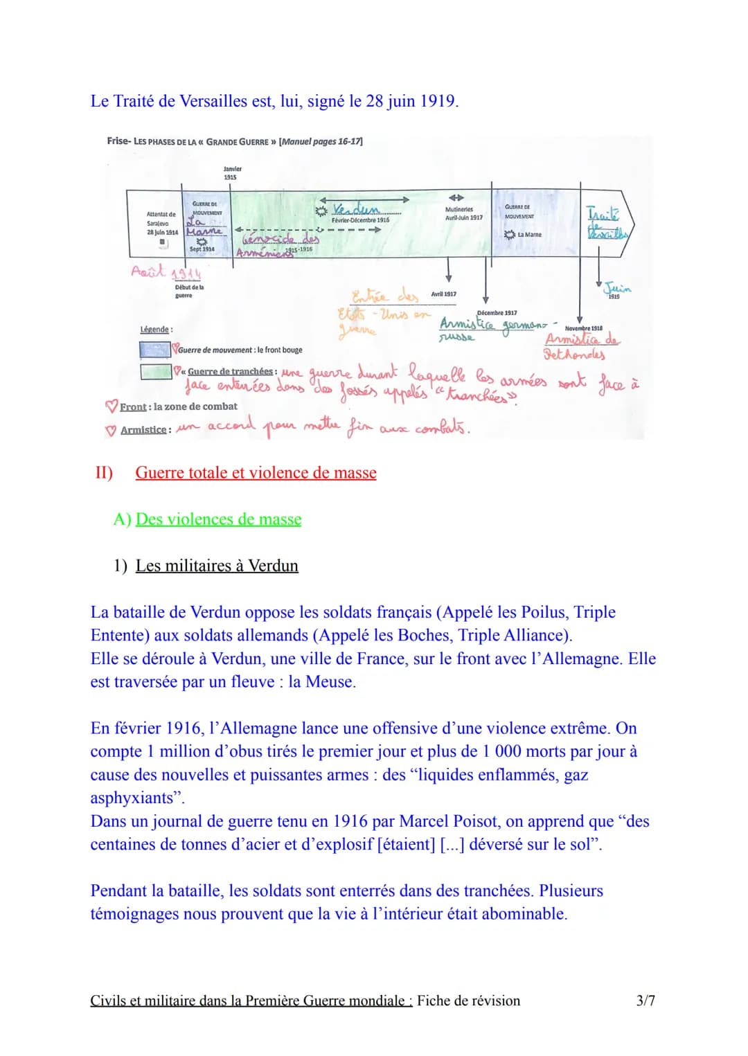 Introduction:
Chapitre nºt
Civils et militaires dans la première
Guerre mondiale : Fiche de révision
La Première Guerre mondiale oppose les 