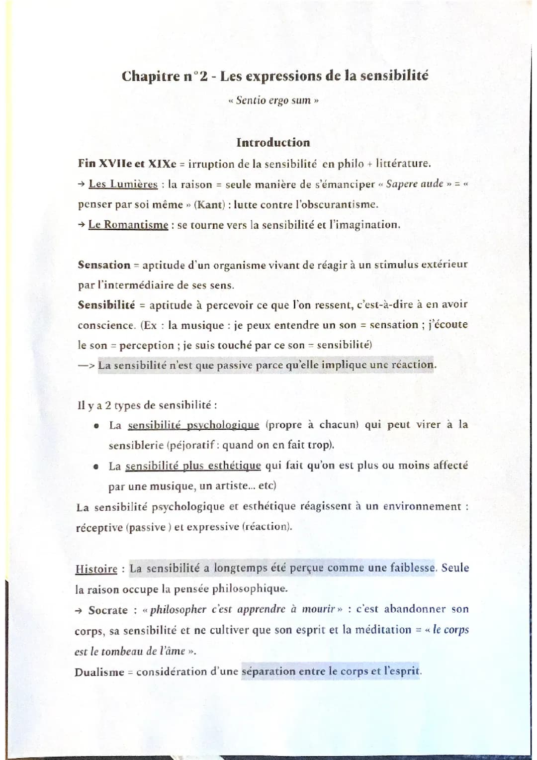 L’expression de la sensibilité 