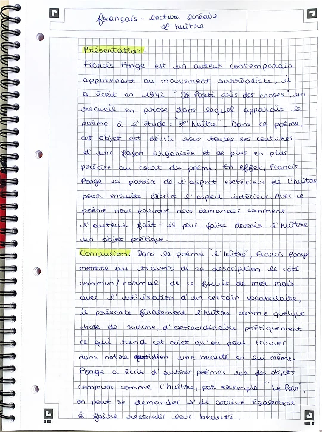 Présentation:
fransais - lecture
Francis Ponge est un auteur contemporain
mouvement
oppatenant au
a écrit en
vrecueil
poème
5
مين
mentore
12
