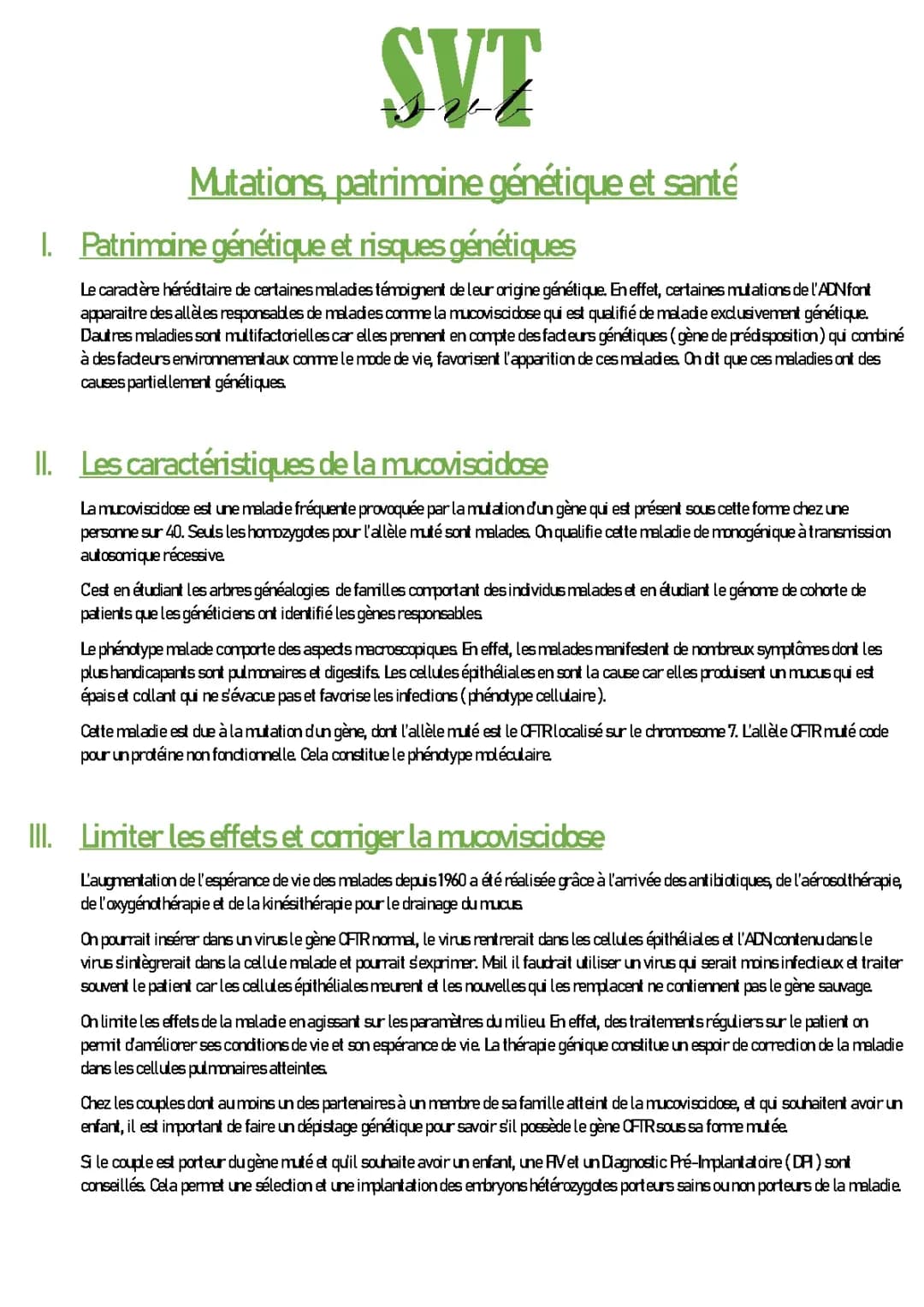 Mutation, patrimoine génétique et santé 