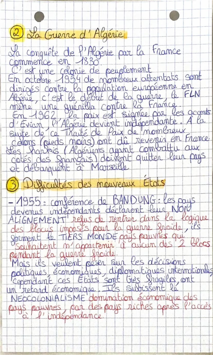 • Histoire
La décolonisation
Les peuples colonise's par
les
européens
des
le XIe siècle veulent devenin indépendant
Vers les années 1960. Il