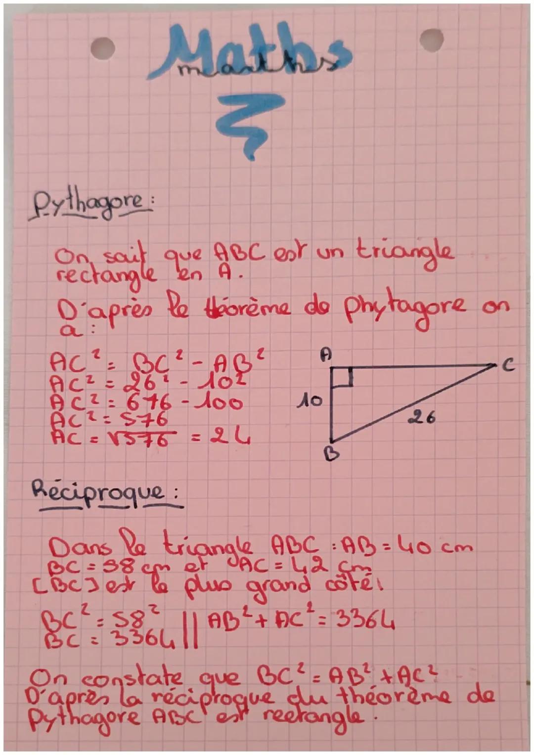 Comprendre Pythagore, sa Réciproque, le Théorème de Thalès et le Calcul Littéral