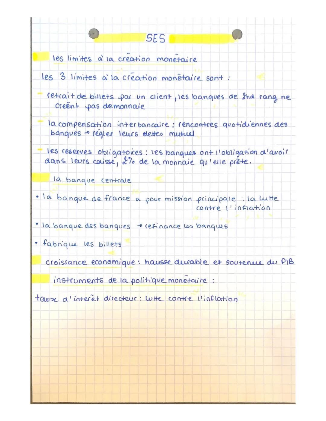 SES
la dematerialisation de la monnaie :
exemples de reponse auxe documents :
A la monnaie fiduciaire representait 5% de la monnaie en
1789 