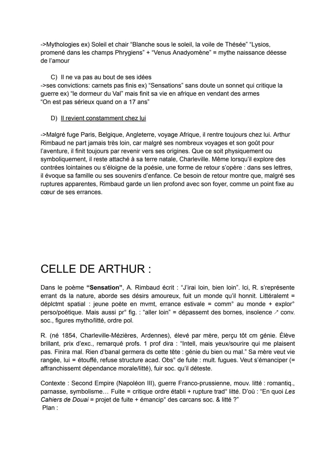 Accroche:
Les Cahiers de Douai, Rimbaud 1870
Arthur Rimbaud est un poète symboliste dont les textes se caractérisent par un usage fort
d'ima
