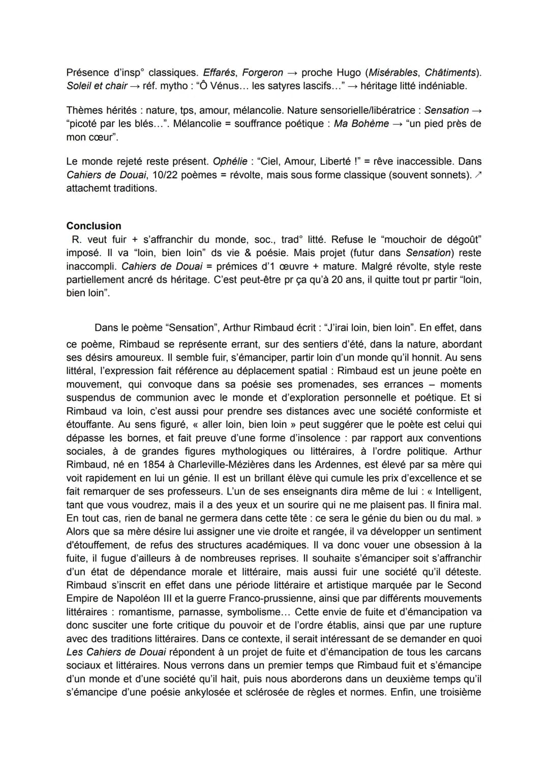 Accroche:
Les Cahiers de Douai, Rimbaud 1870
Arthur Rimbaud est un poète symboliste dont les textes se caractérisent par un usage fort
d'ima