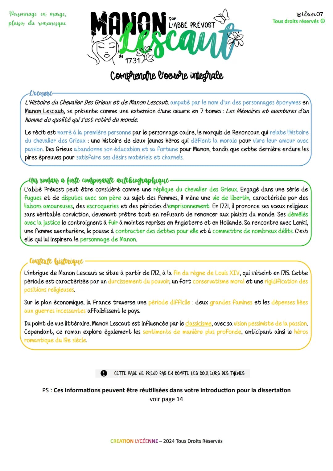 Personnage en marge,
plaisir du romanesque
-L'oeuvre
@ilxn07
Tous droits réservés
L'ABBÉ PRÉVOST
NON cant
de
17313
Comprendre l'oeuvre integ