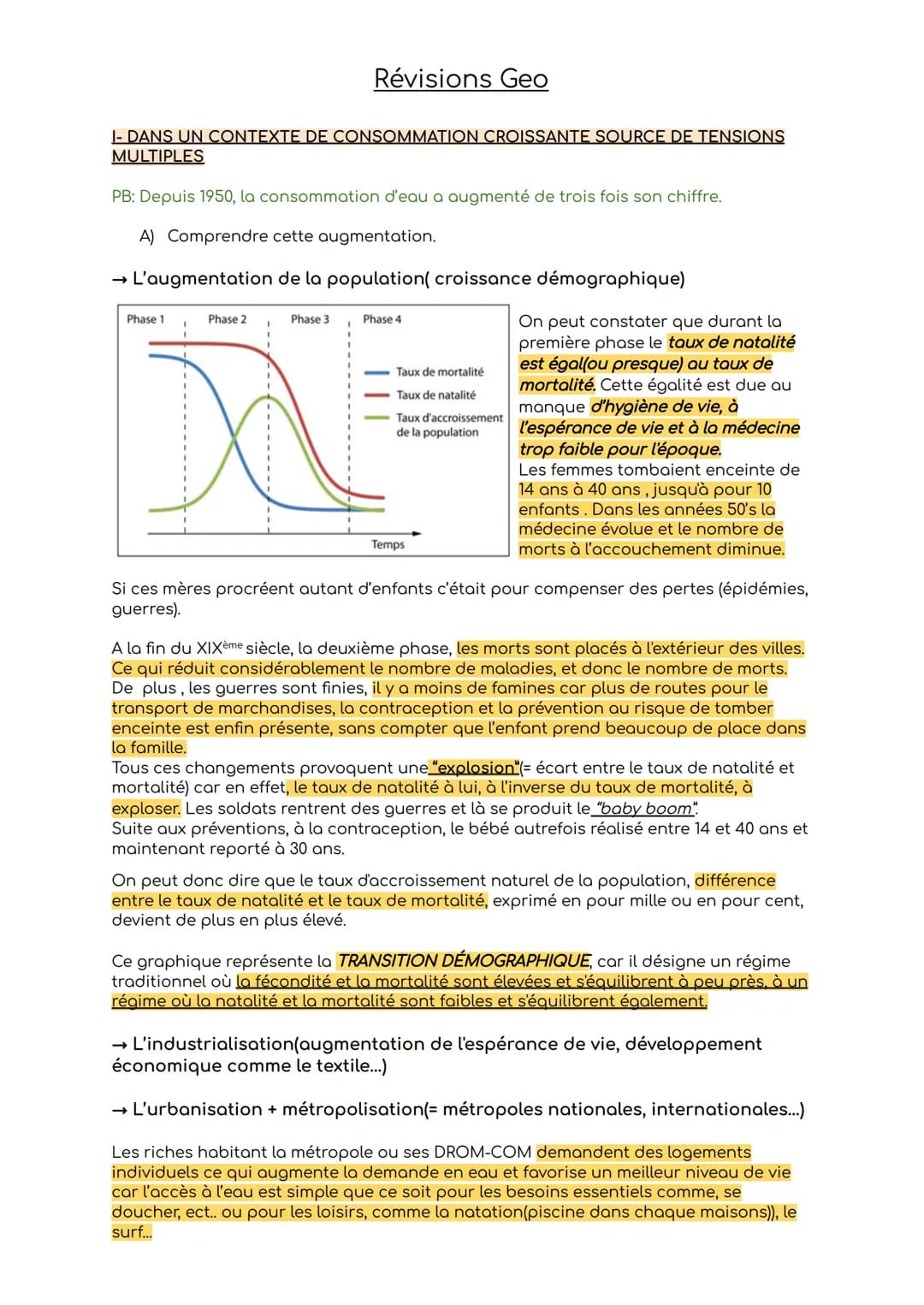 I-DANS UN CONTEXTE DE CONSOMMATION CROISSANTE SOURCE DE TENSIONS
MULTIPLES
PB: Depuis 1950, la consommation d'eau a augmenté de trois fois s