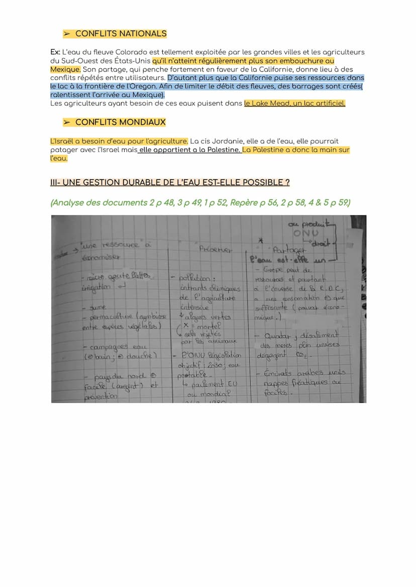 I-DANS UN CONTEXTE DE CONSOMMATION CROISSANTE SOURCE DE TENSIONS
MULTIPLES
PB: Depuis 1950, la consommation d'eau a augmenté de trois fois s