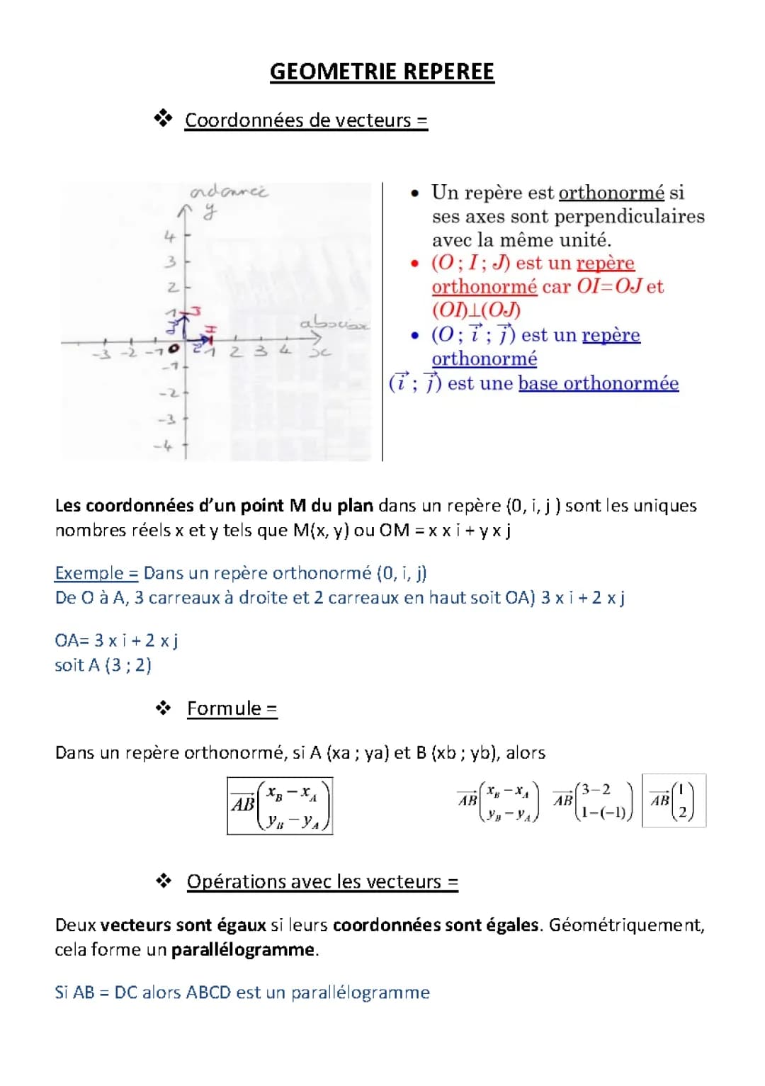 Apprendre à Calculer les Coordonnées d'un Vecteur et Trouver le Milieu d'un Segment