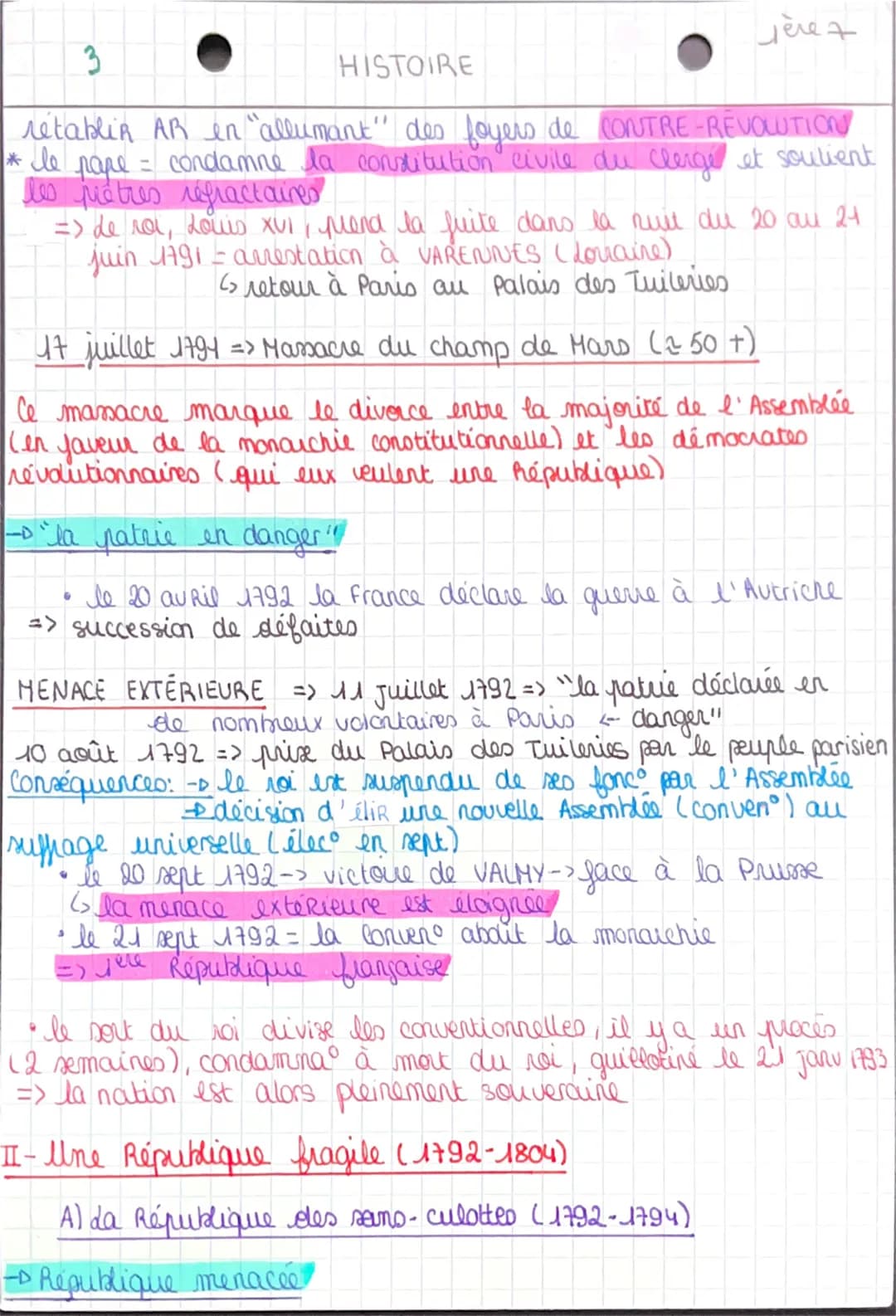 jerez
3
HISTOIRE
rétablin AR en "allumant" des foyers de CONTRE-REVOLUTION
* le pape = condamne la constitution civile du Clerge et soutient