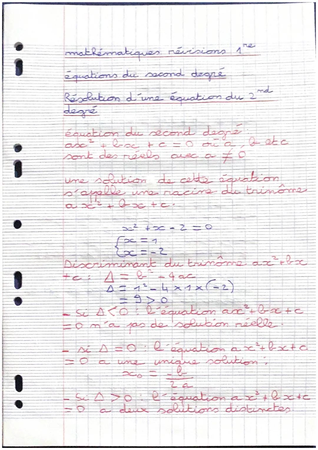 !
mathématiques révisions are
equations du second degré
nd
Resolution d'une équation du 2
degré
équation du second degré
#
bexte
= 0 aña bat