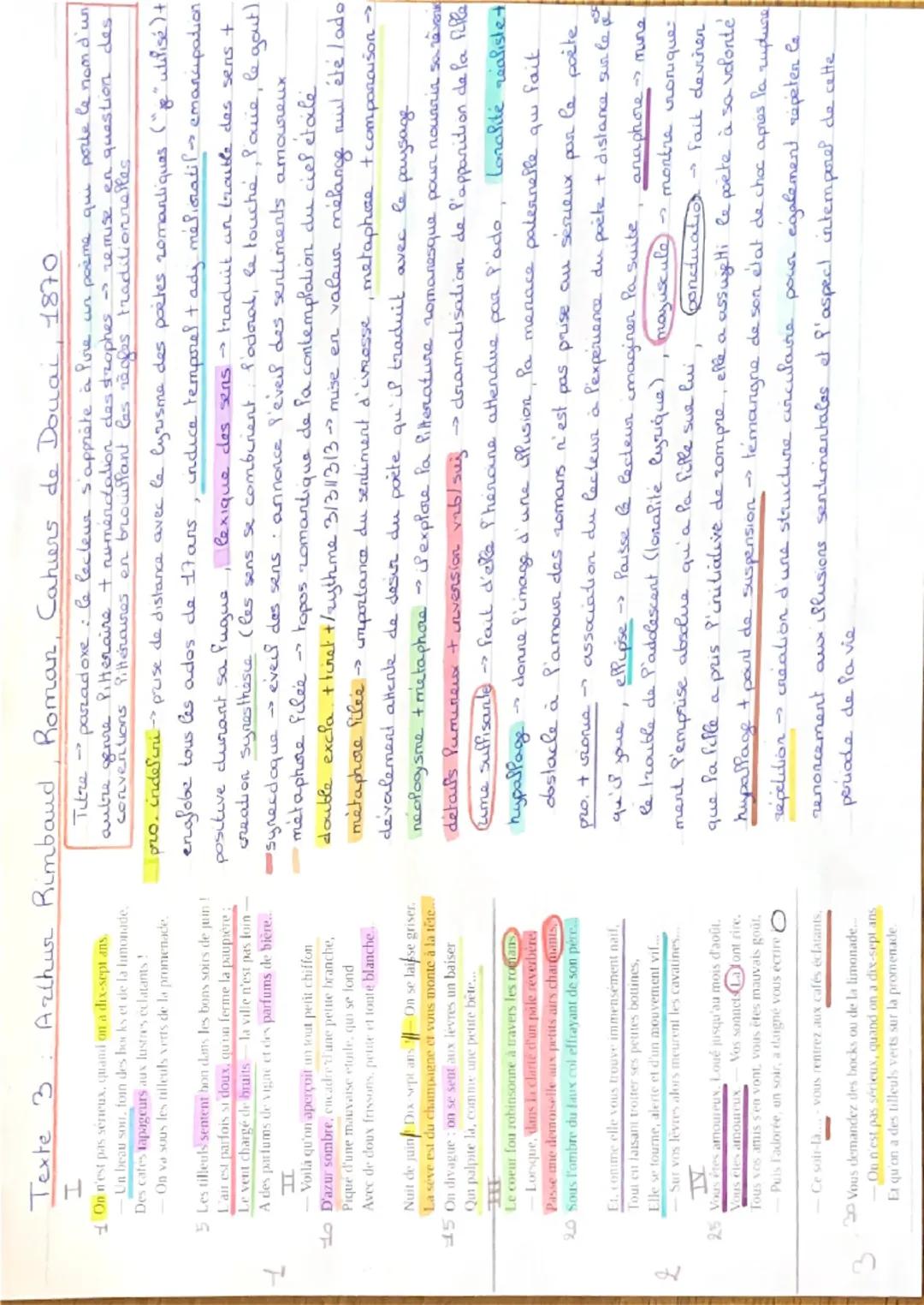 2
3
Texte 3: Arthur Rimbaud, Roman, Cahiers de Douai, 1870
I
On n'est pas serieux, quand on a dix-sept ans
Un beau sou, fon des bocks et de 