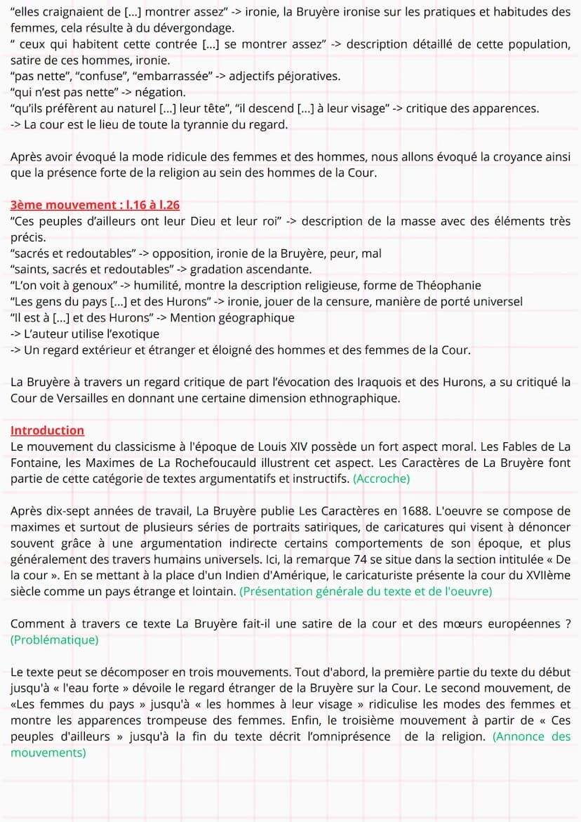 Lecture 3 : La Bruyère. Les Caractères. Livre
VM. Remarque 74.
-> Evocation de la religion
-> Une société superficielle : Les femmes, déguis