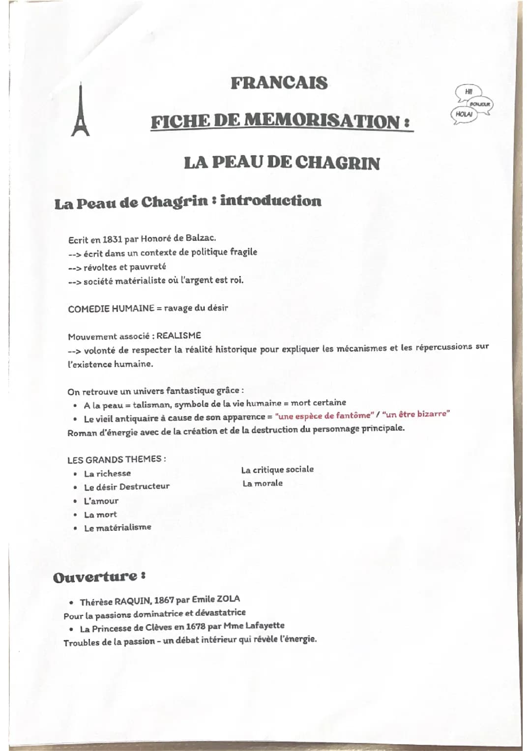 La Peau de Chagrin - dissertation 
