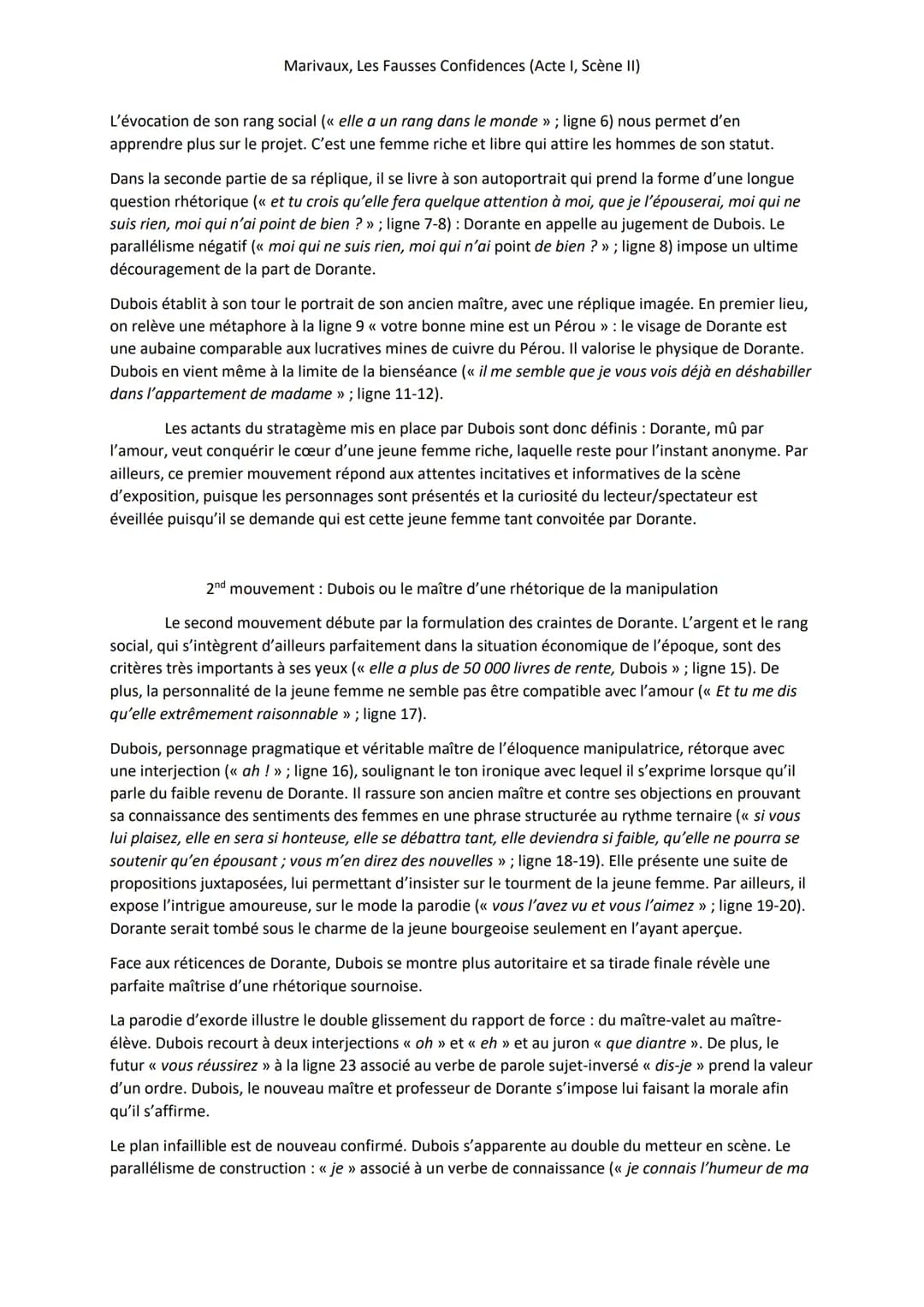Marivaux, Les Fausses Confidences (Acte I, Scène II)
Introduction
L'extrait proposé est révélateur de la visée stratégique qu'offre cette œu