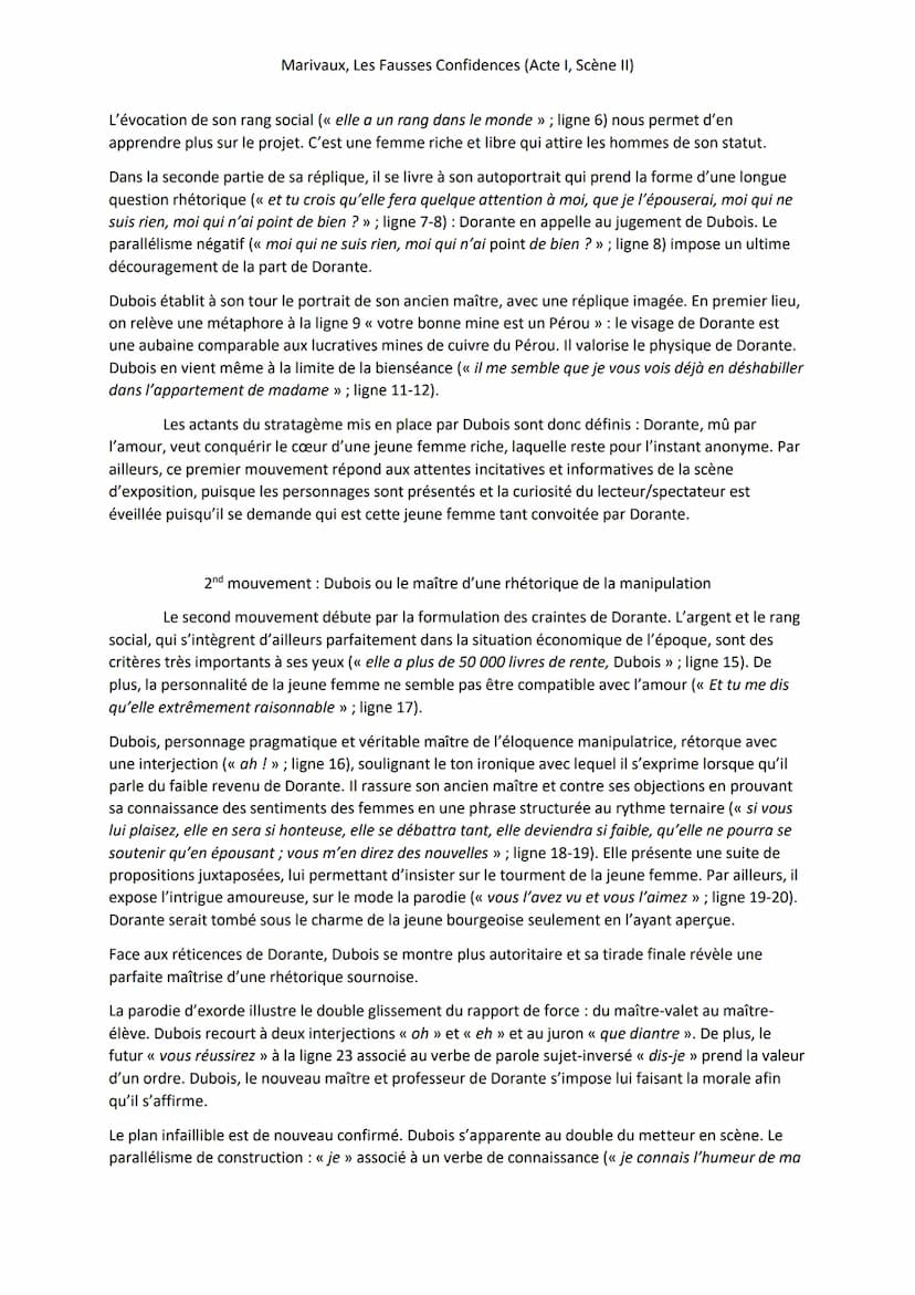 Marivaux, Les Fausses Confidences (Acte I, Scène II)
Introduction
L'extrait proposé est révélateur de la visée stratégique qu'offre cette œu