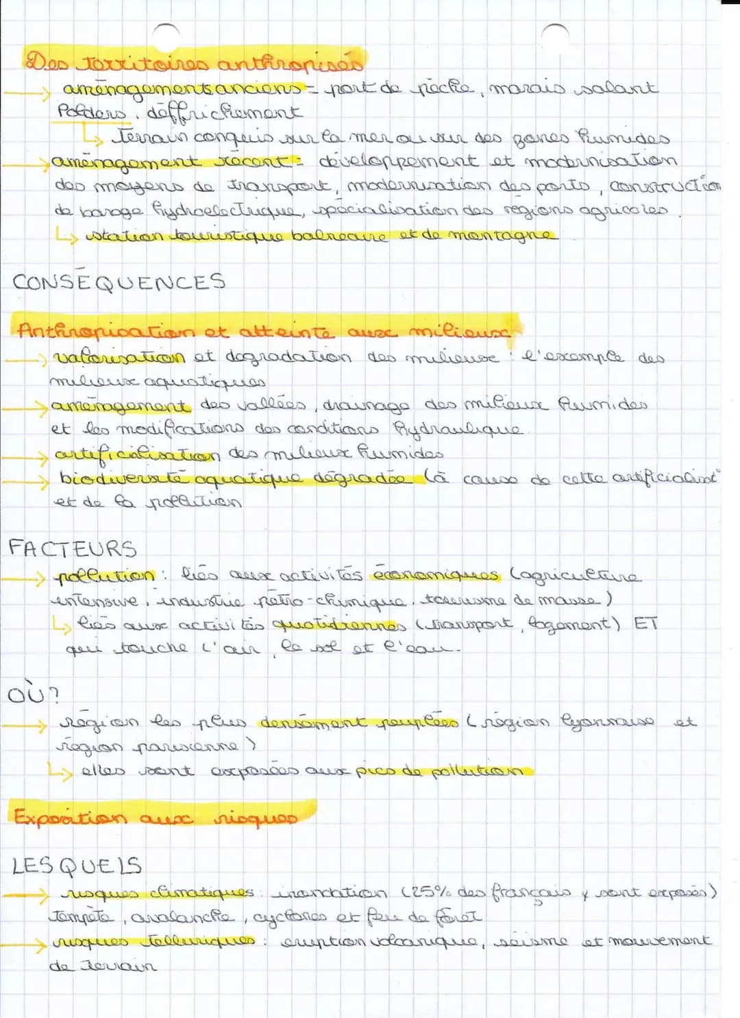 Chap. 2
la France des milieux valorisés et protégés
géographie
milieu ensemble des déments physiques ( reliefs, climat, vegetation)
plus ou 