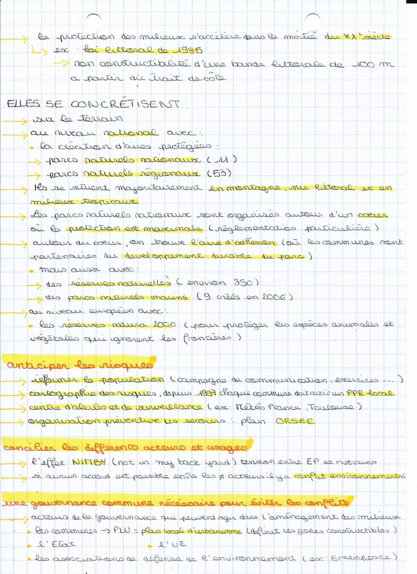 Chap. 2
la France des milieux valorisés et protégés
géographie
milieu ensemble des déments physiques ( reliefs, climat, vegetation)
plus ou 