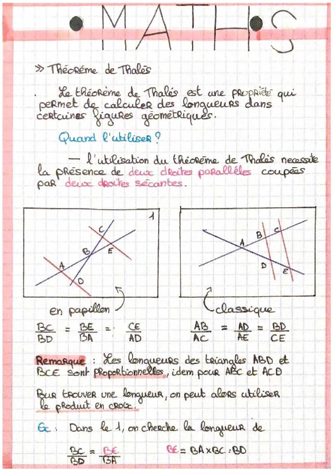 Théorème de Thalés 