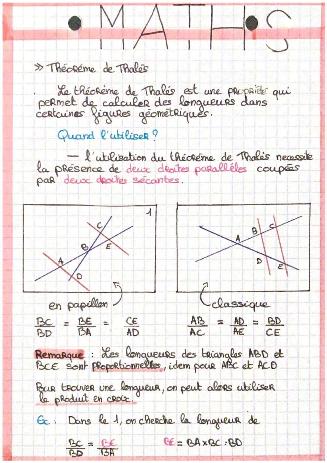 »TheoRéme de Thales
Le théorème de Thales est une propriete
permet de calculer des longueurs dans
certaines figures géométriques.
MATE
en pa