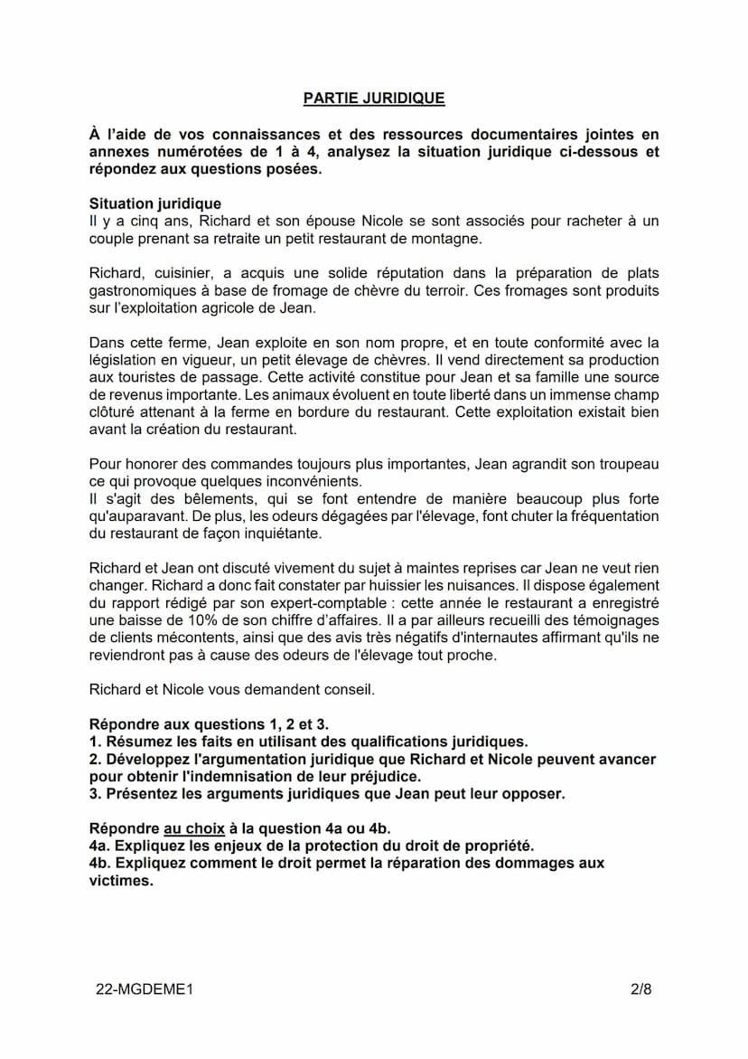 BACCALAURÉAT TECHNOLOGIQUE
ÉPREUVE D'ENSEIGNEMENT DE SPÉCIALITÉ
SCIENCES ET TECHNOLOGIES DU
MANAGEMENT ET DE LA GESTION
SESSION 2022
Droit e