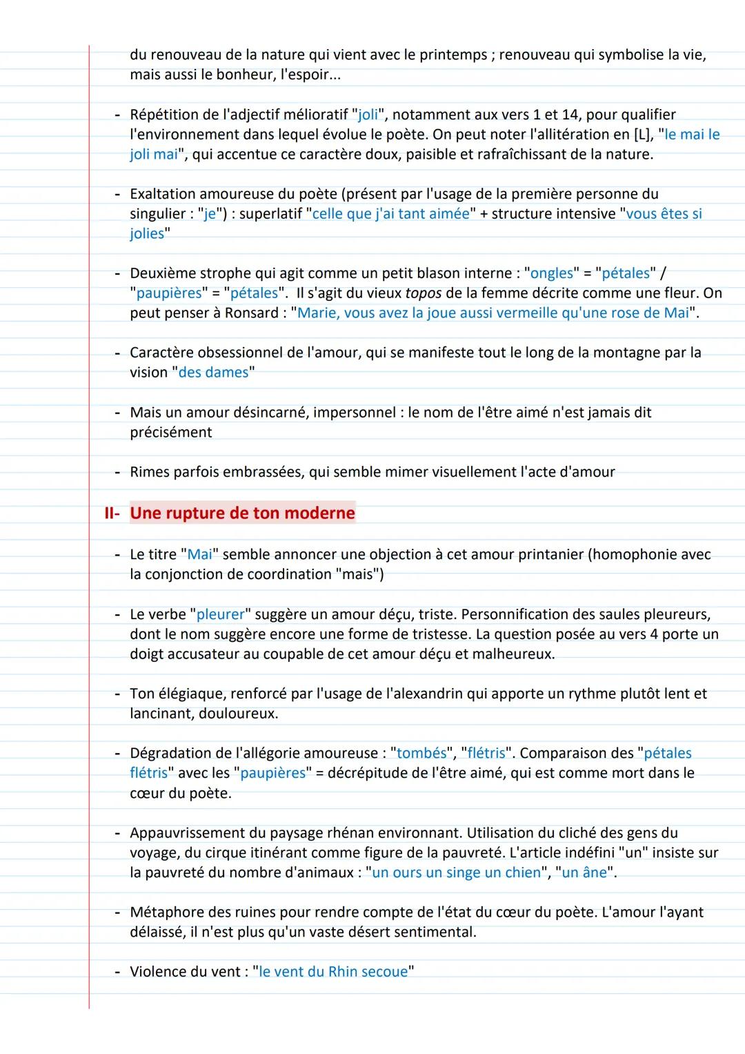 "Mai", Apollinaire, dans Alcools (1913)
plan détaillé de commentaire de texte
5
10
15
Mai
Le mai le joli mai en barque sur le Rhin
Des dames