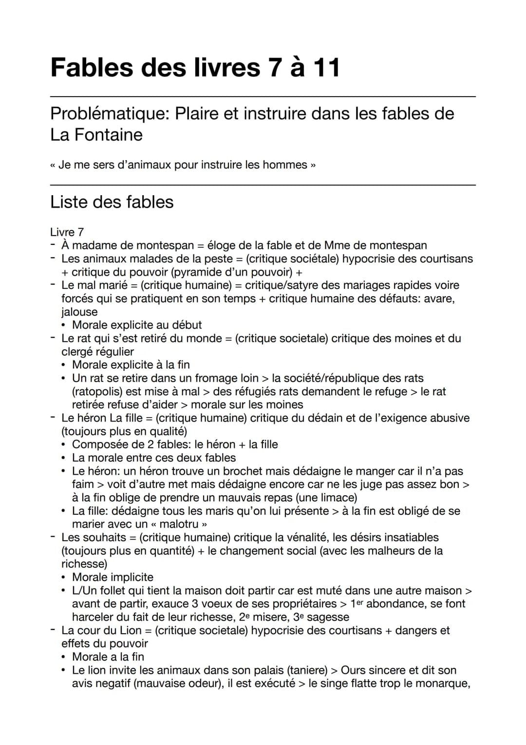 Fables des livres 7 à 11
Problématique: Plaire et instruire dans les fables de
La Fontaine
<< Je me sers d'animaux pour instruire les hommes