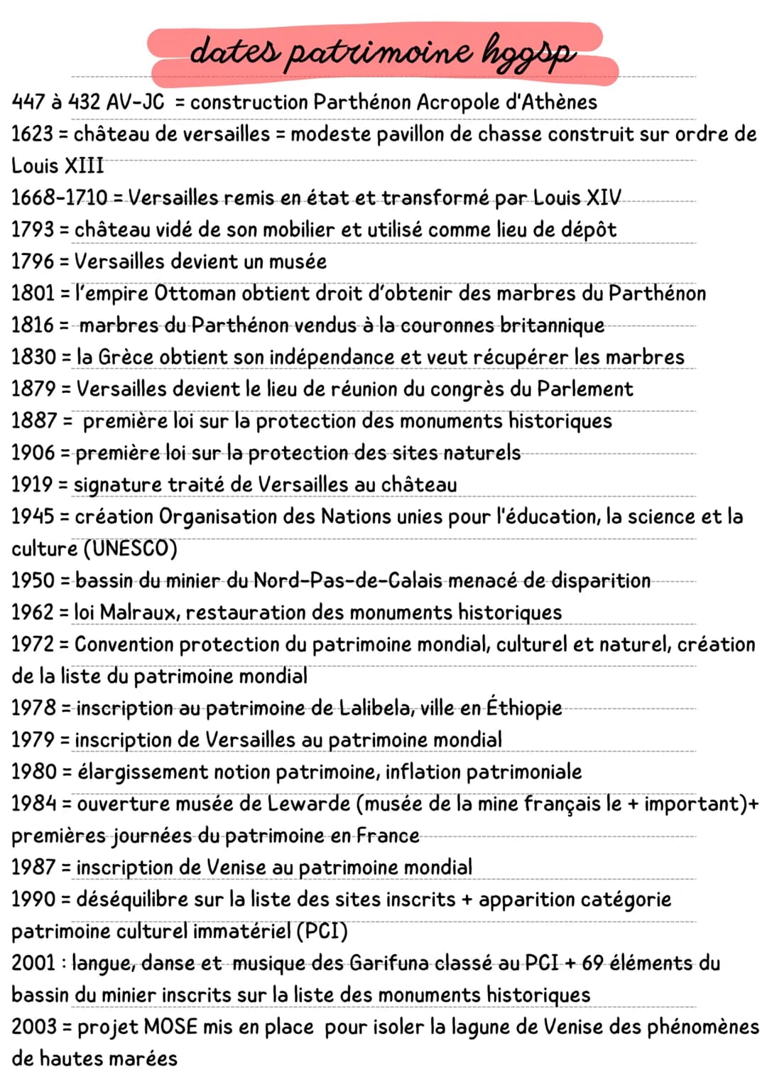 dates patrimoine hogsp
447 à 432 AV-JC = construction Parthénon Acropole d'Athènes
1623 château de versailles modeste pavillon de chasse con