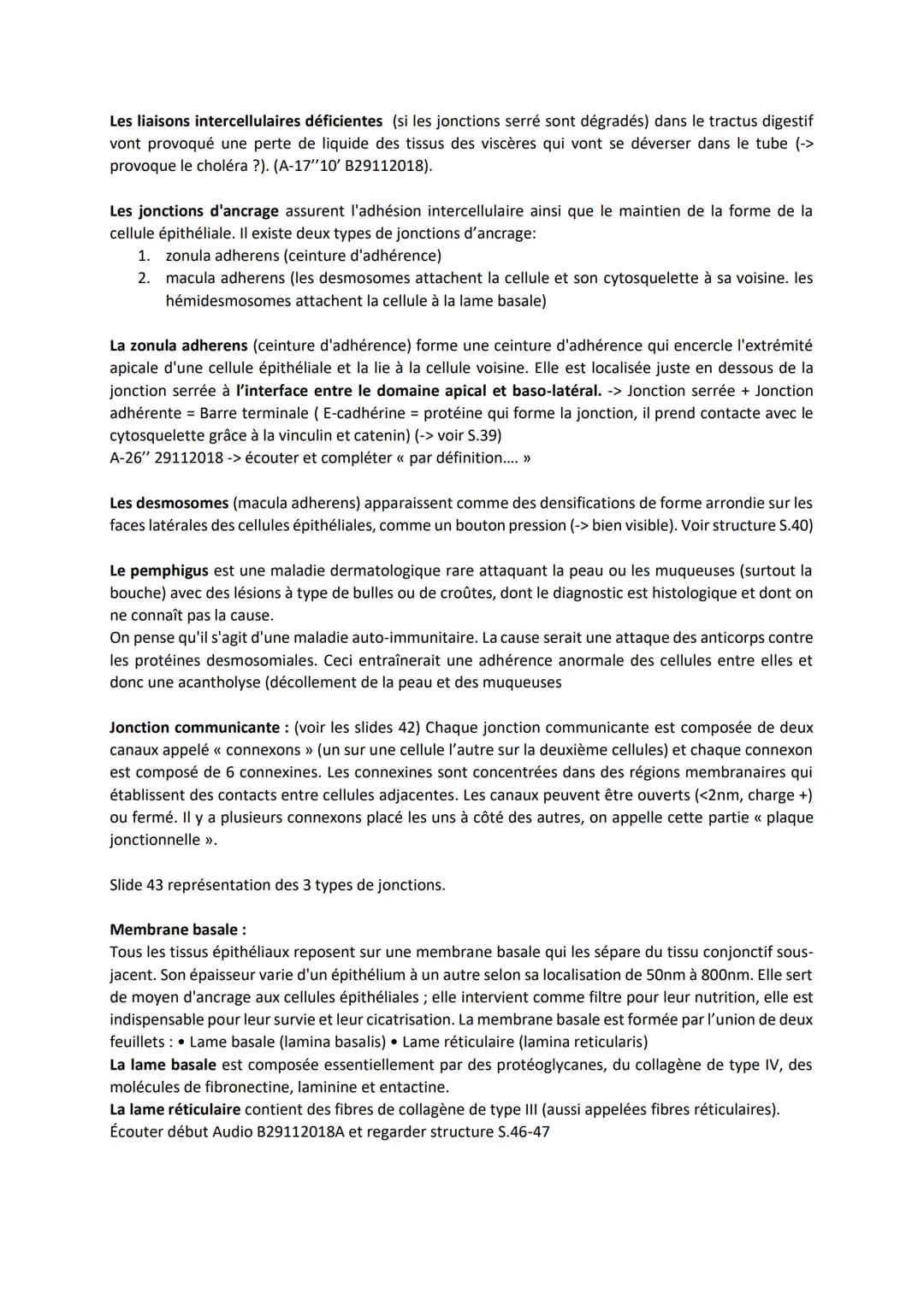 TISSUS EPITHELIAUX
Définition: Les tissus épithéliaux sont constitués de cellules étroitement associées, juxtaposées,
solidarisées par des s