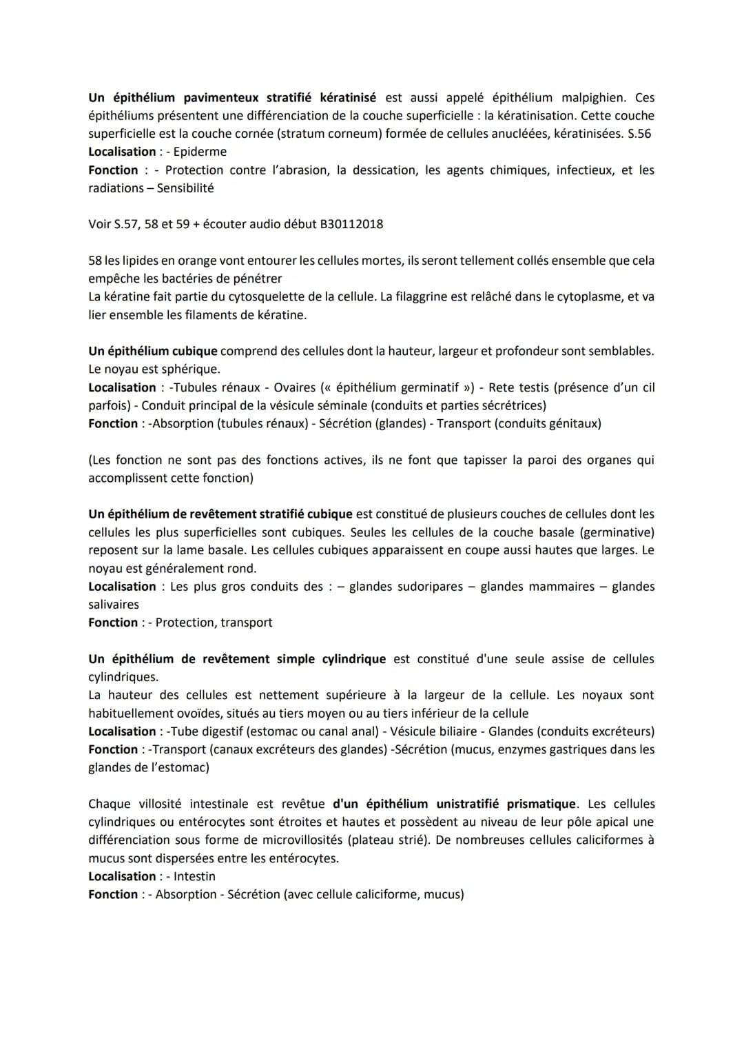 TISSUS EPITHELIAUX
Définition: Les tissus épithéliaux sont constitués de cellules étroitement associées, juxtaposées,
solidarisées par des s