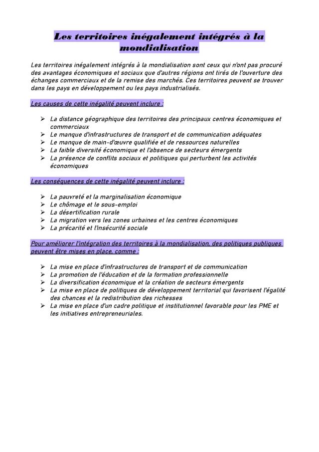 Know Des territoires inégalement intégrés à la mondialisation thumbnail