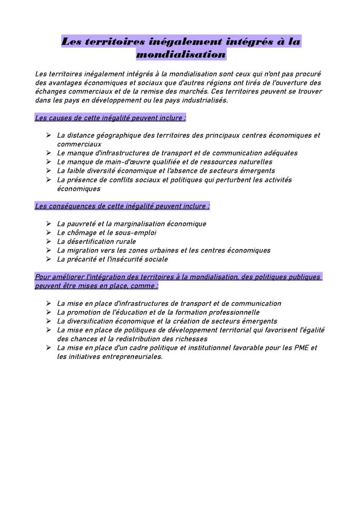 Know Des territoires inégalement intégrés à la mondialisation thumbnail