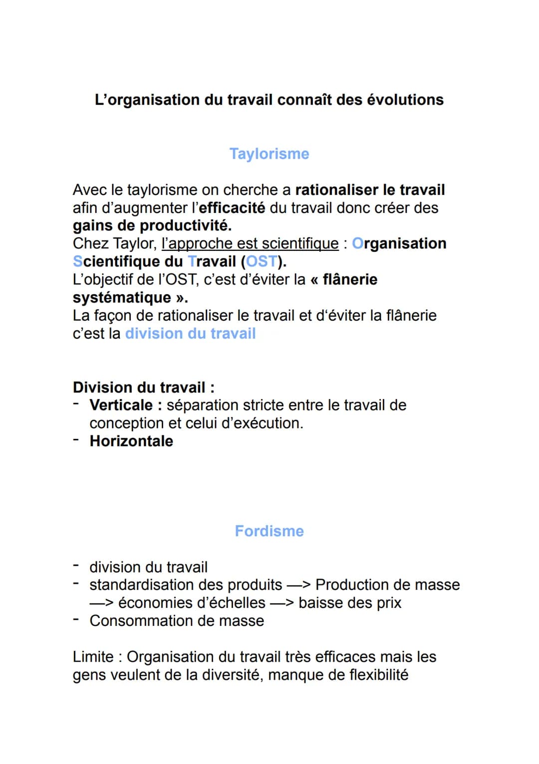 SSP4 : Quelles mutations du travail et de l'emploi ?
travail :
facteur de production (L)
activité humaine qui produit des biens et des servi