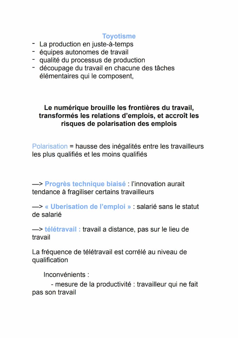 SSP4 : Quelles mutations du travail et de l'emploi ?
travail :
facteur de production (L)
activité humaine qui produit des biens et des servi