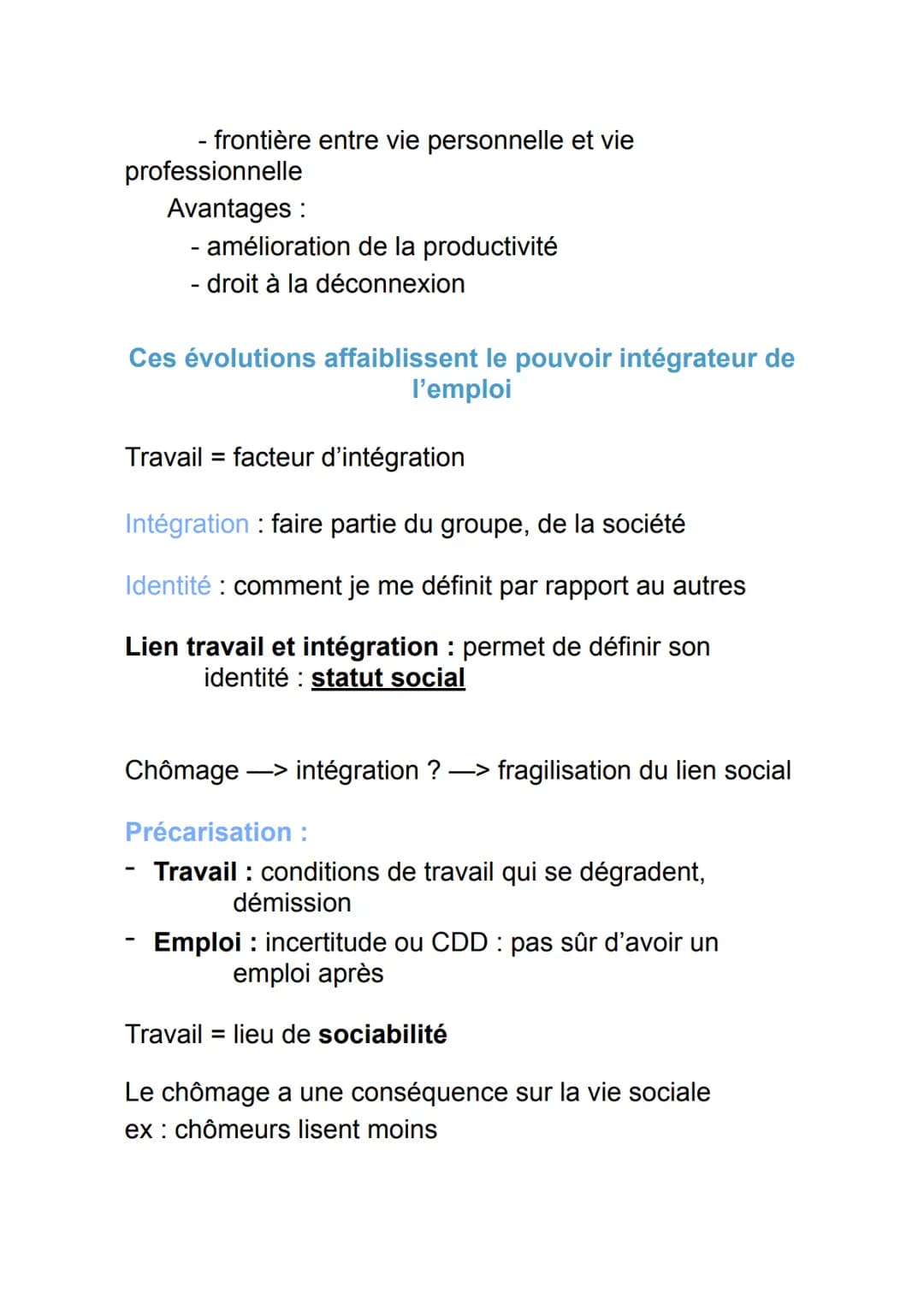 SSP4 : Quelles mutations du travail et de l'emploi ?
travail :
facteur de production (L)
activité humaine qui produit des biens et des servi