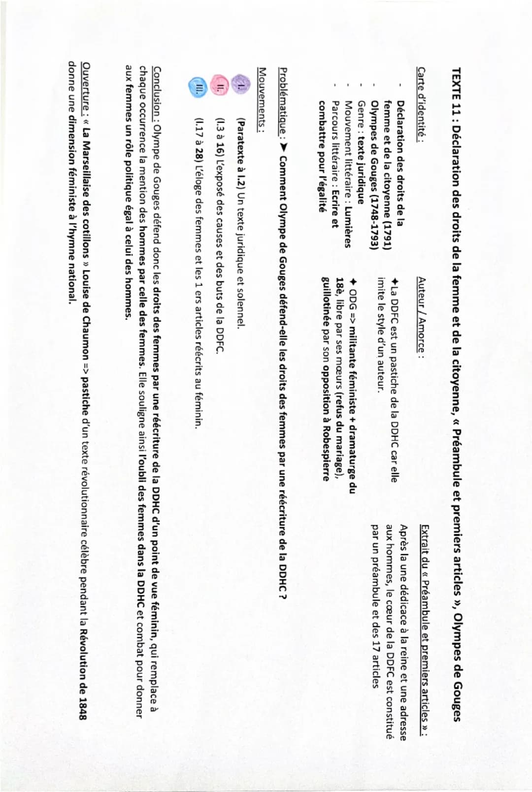 TEXTE 11 : Déclaration des droits de la femme et de la citoyenne, << Préambule et premiers articles », Olympes de Gouges
Carte d'identité :
