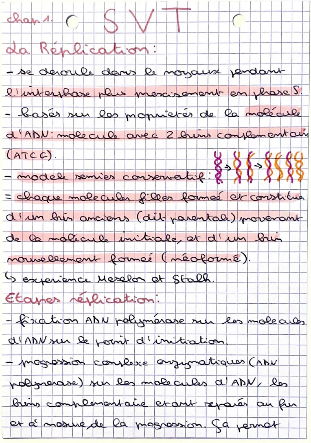 chap1. CSV
La Réplication:
-
se deroule dans le moyaux fendant
l'intershare plus mexisement en phase S.
- basés sur les mopriétés de la molé