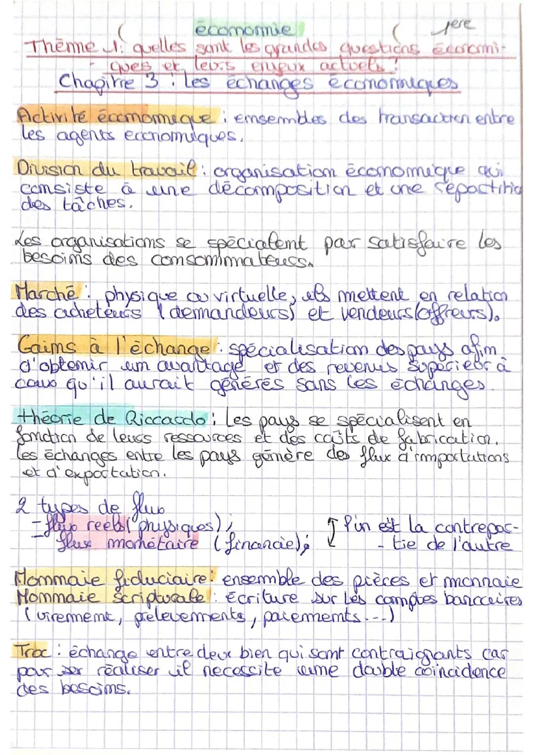 Chapitre 3 : les échanges économiques