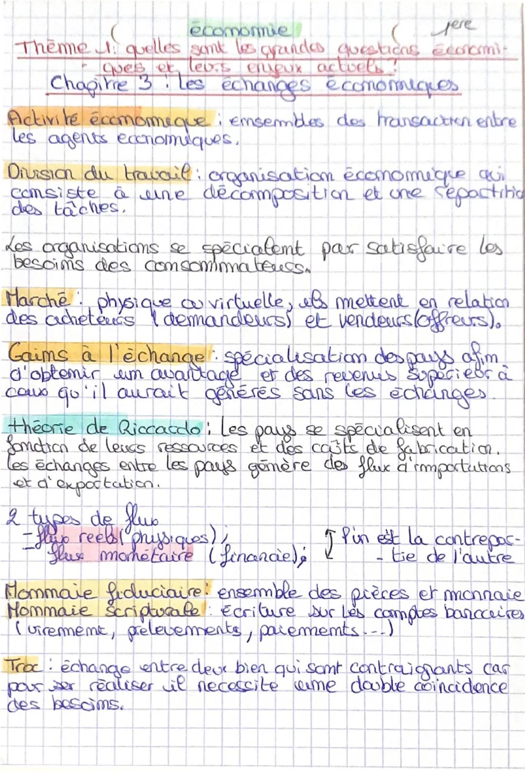 ecomonnie
£pere
Theme : quelles sont les grandes questions Economi
ques et levis enjeux actuels!
Chapitre 3: Les échanges économiques
Activi