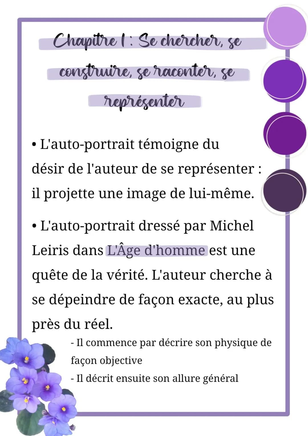 Chapitre 1: Se chercher, se
construire, se raconter, se
représenter
• L'auto-portrait témoigne du
●
désir de l'auteur de se représenter:
il 