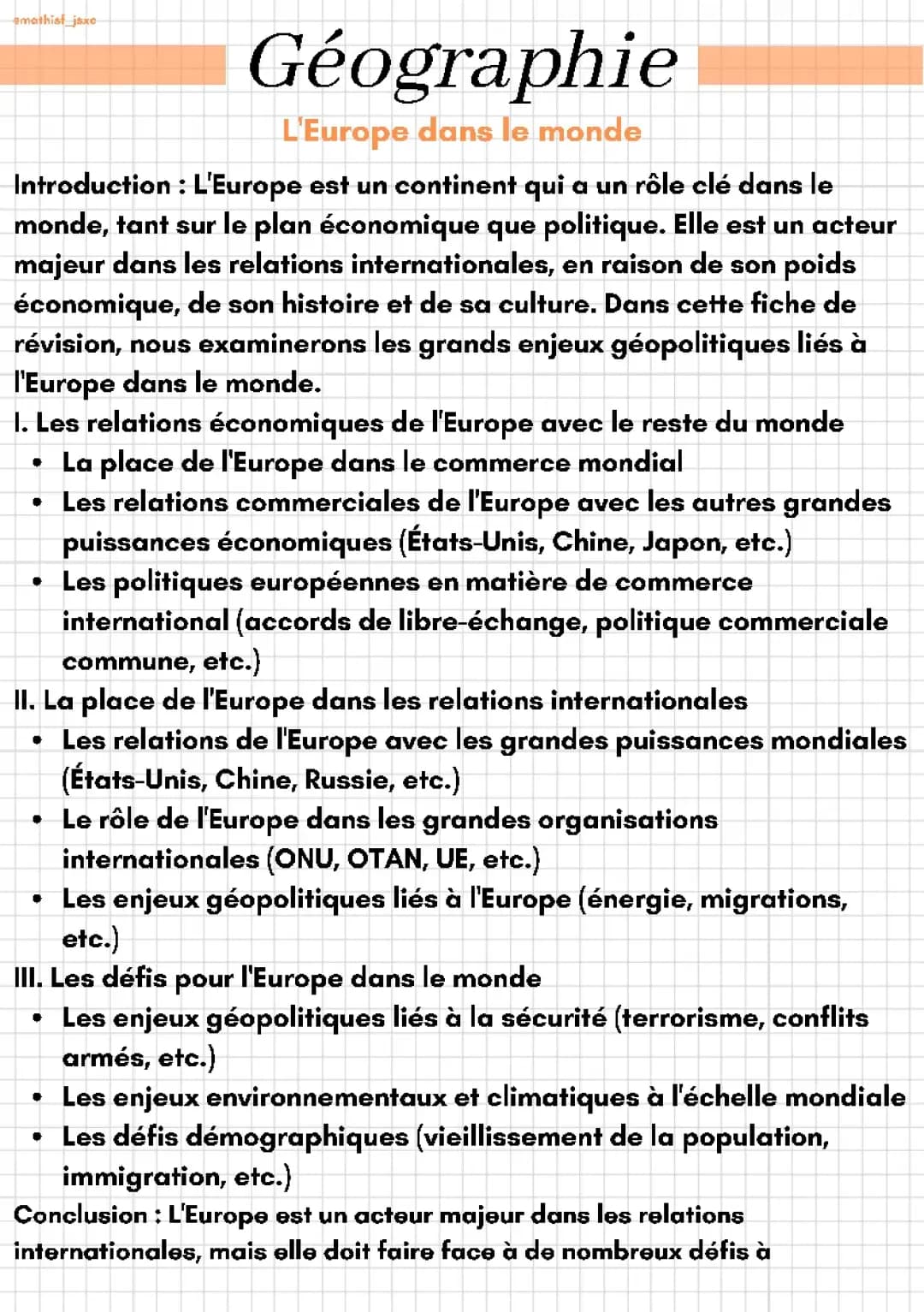 L'Europe dans le monde