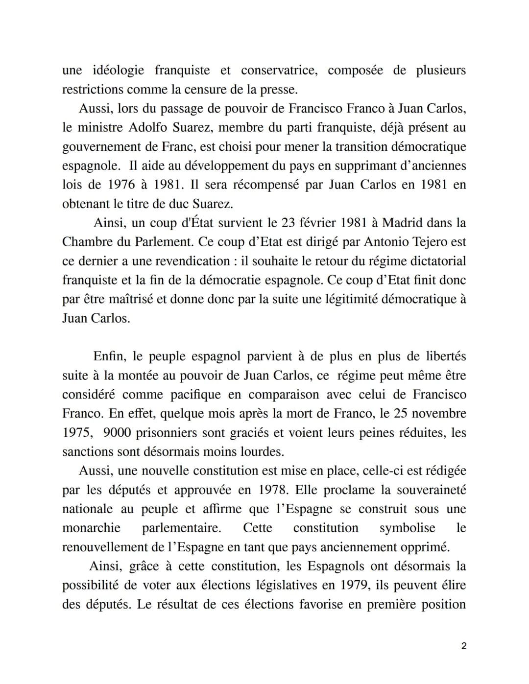 Dans ce sujet de question problématisé nous traiterons de la transition
démocratique espagnole, en effet au cours du siècle dernier l'espagn