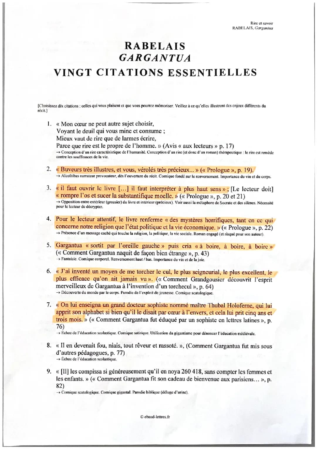 Citations dissertation Gargantua 