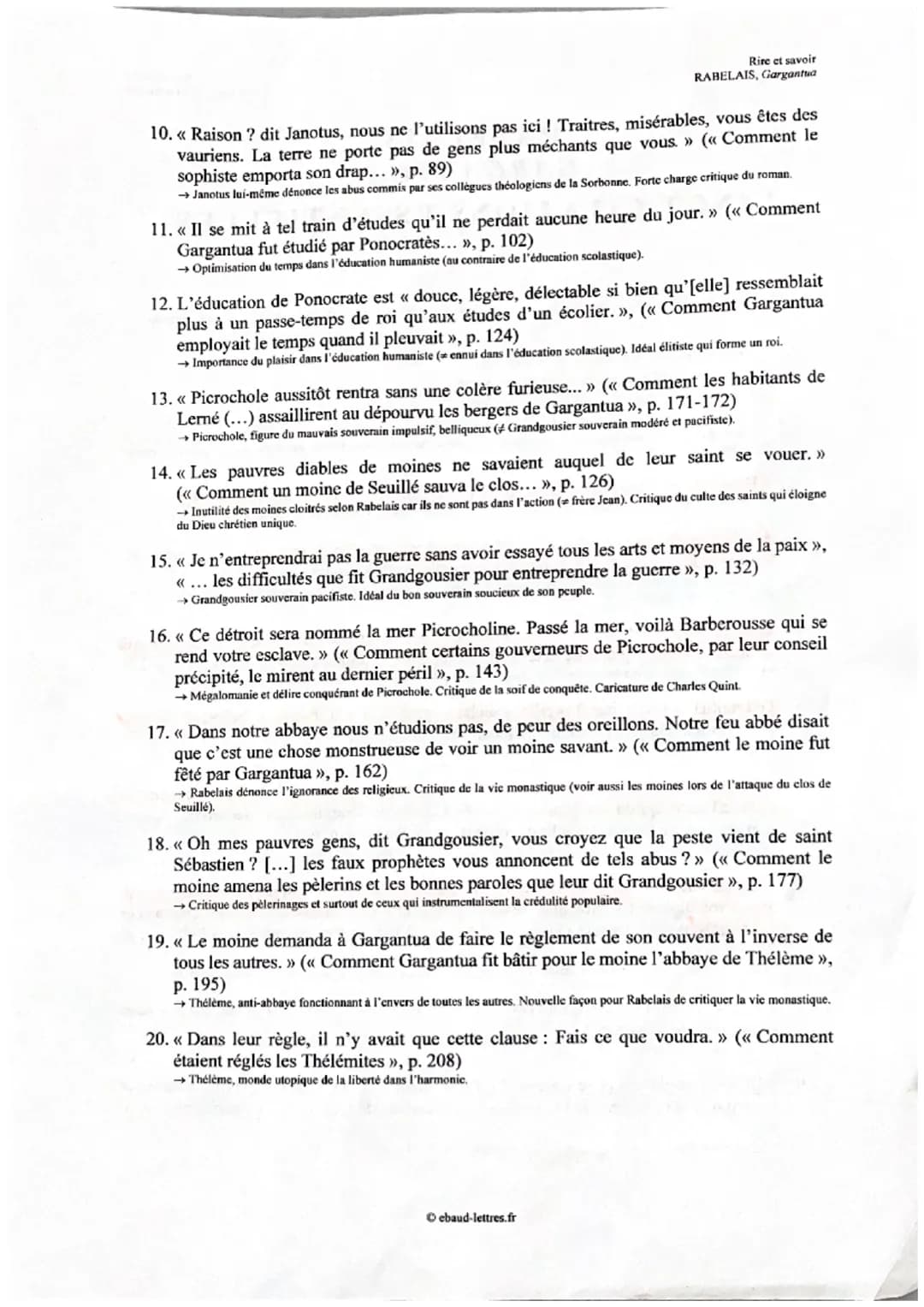 Rire et savoir
RABELAIS, Gargantua
RABELAIS
GARGANTUA
VINGT CITATIONS ESSENTIELLES
[Choisissez dix citations: celles qui vous plaisent et qu