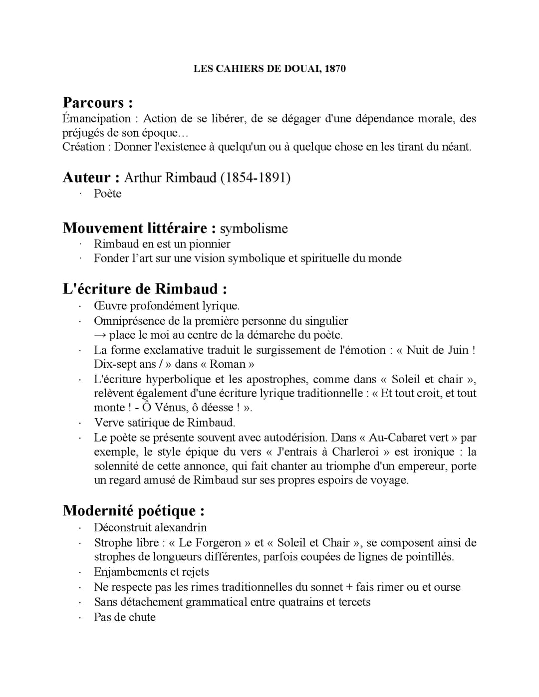 Les cahiers de Douai Rimbaud
