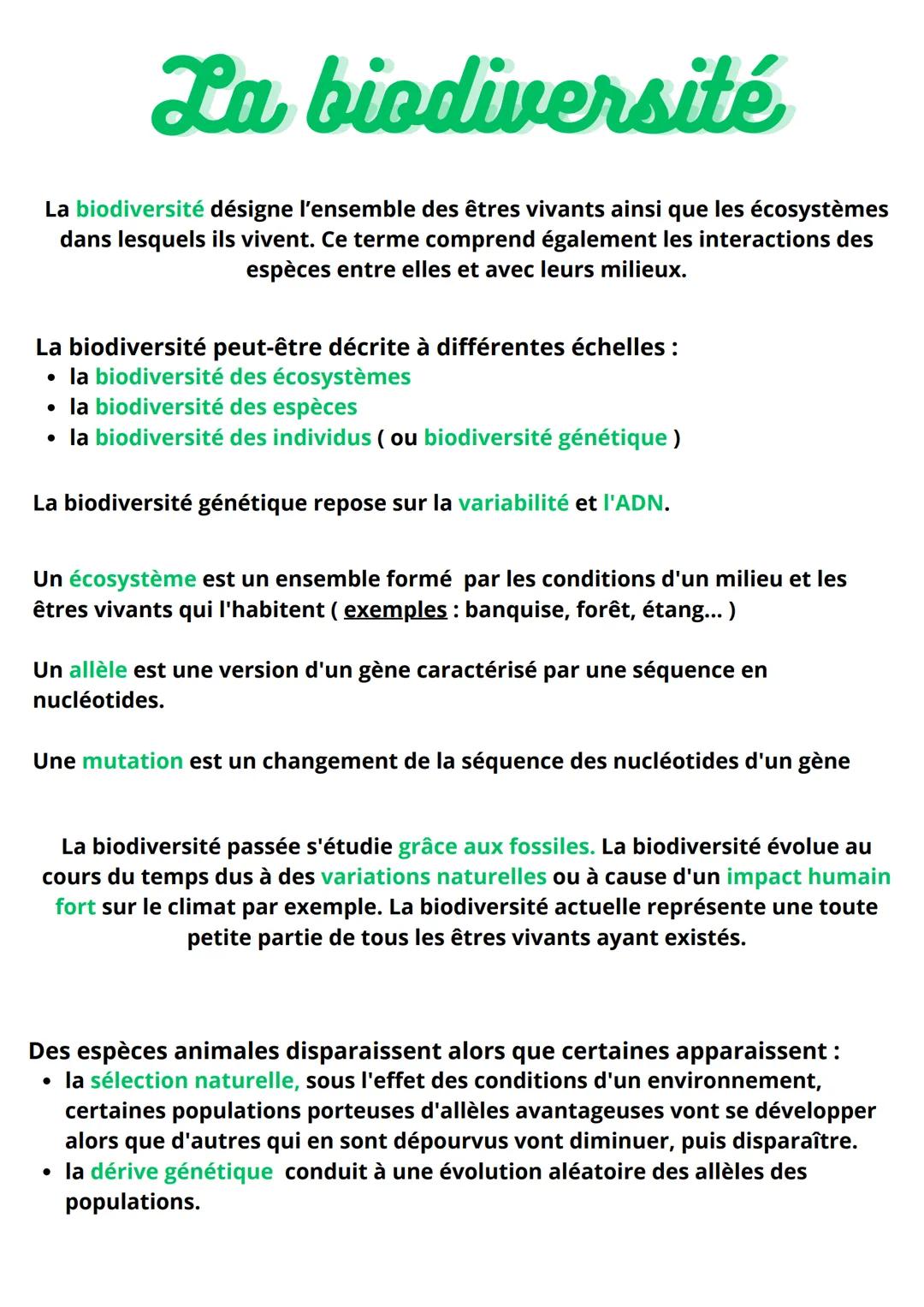 La biodiversité
La biodiversité désigne l'ensemble des êtres vivants ainsi que les écosystèmes
dans lesquels ils vivent. Ce terme comprend é